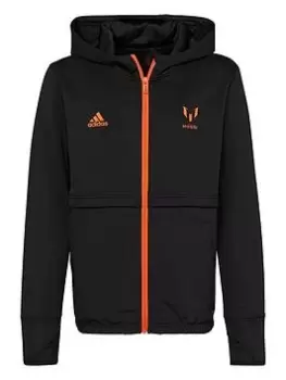 Image of Boys, adidas Messi 10 Junior Hoodie - Black, Size 11-12 Years