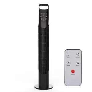 Image of Zephyrus 78.5cm 40W Wind Speed Adjustable Quiet Oscillating Tower Fan with Remote - Black