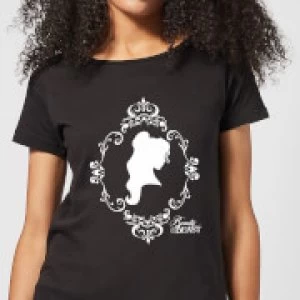 Image of Disney Beauty And The Beast Belle Silhouette Womens T-Shirt - Black - M