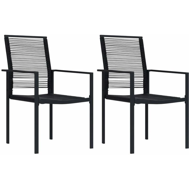 Image of MINKUROW Garden Chairs 2 pcs pvc Rattan Black vidaXL LFQ- 312171