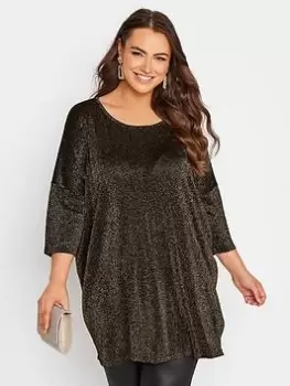 Image of Yours Drop Shoulder Lurex Jumper Gold, Size 26-28, Women