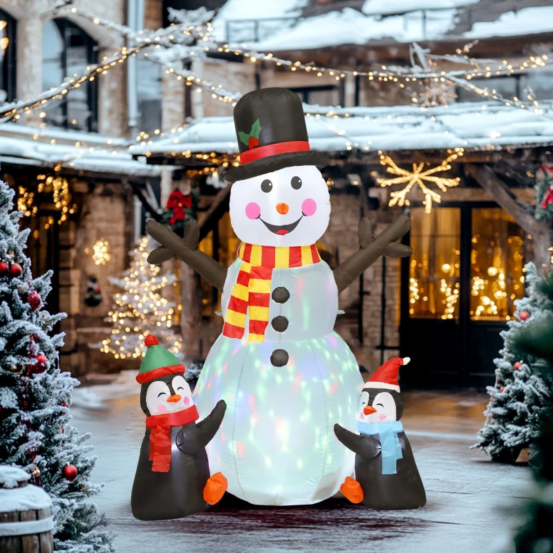 Image of OUTSUNNY Blow Up Christmas Inflatables with Flashing Projector Light in White Size: 6ft White Unisex 6ft