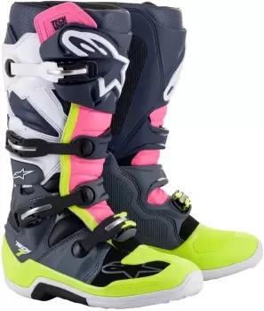 Image of Alpinestars Tech 7 Motocross Boots, grey-white-pink, Size 42, grey-white-pink, Size 42