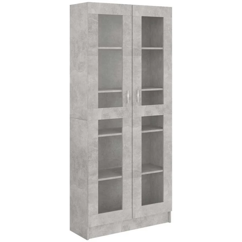 Image of VIDAXL Vitrine Cabinet Concrete Grey 82.5x30.5x185.5cm Engineered Wood Vidaxl 8720286134542