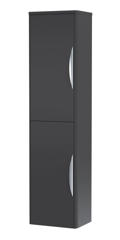 Image of Balterley Wall Hung 2 Door Tall Bathroom Storage Unit Soft Black 350mm Black