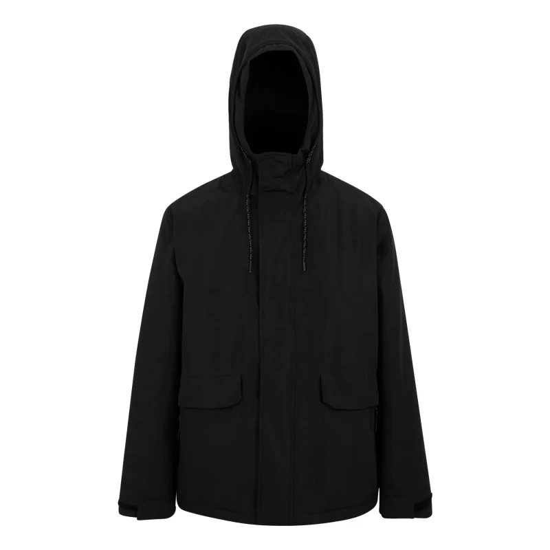 Image of Regatta Regatta Men Sterlings Hooded Waterproof Breathable Insulated Jacket in Jet Black Size: Small Jet Black S Male 5063516101109