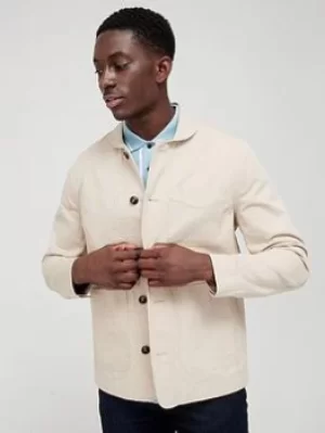 Image of Ted Baker Ivel Texture Block Jacket, Ecru, Size 4, Men