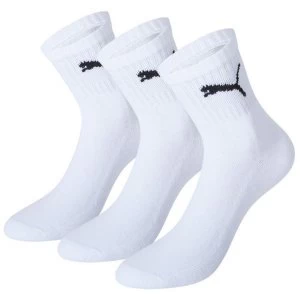 Image of Puma Short Crew Socks White (3 Pairs) UK Size 9-11
