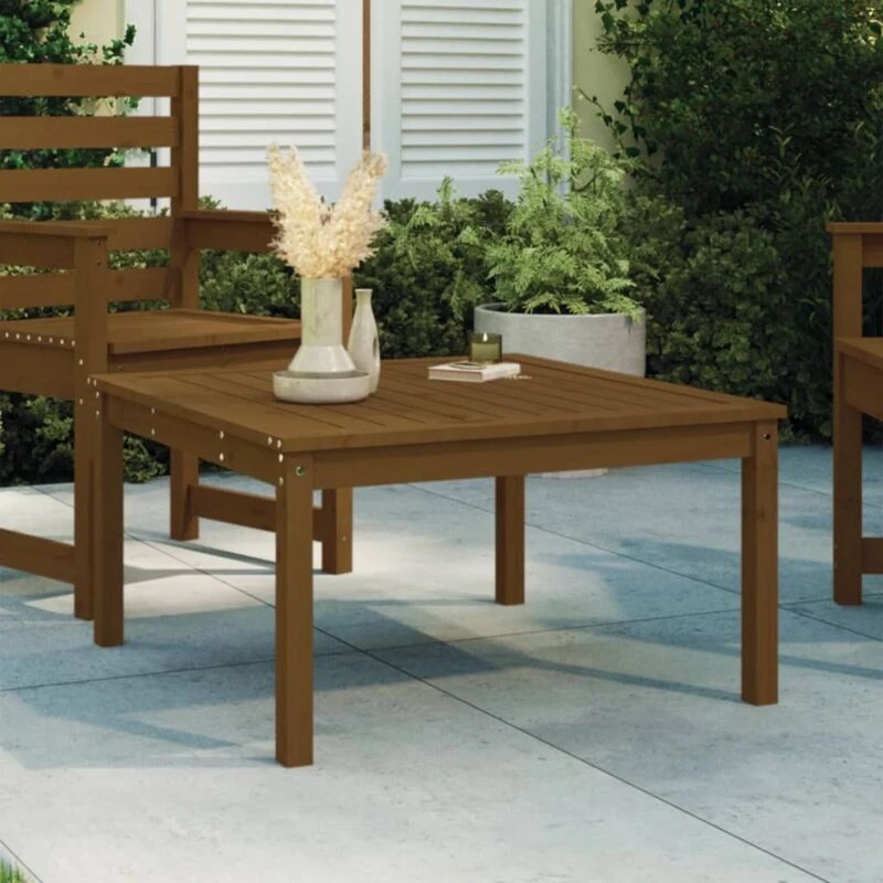 Image of JINLEFU Garden Table Honey Brown 82.5x82.5x45cm Solid Wood Pine vidaXL JRVDZX-824123_DE