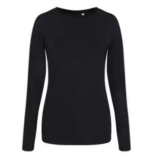 Image of AWDis Womens/Ladies Girlie Long Sleeve Tri-Blend T-Shirt (XL) (Solid Black)