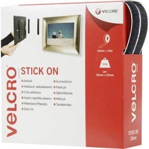 Image of VELCRO VEL-EC60220 Hook-and-loop tape stick-on Hook and loop pad (L x W) 10000 mm x 20 mm Black 10 m