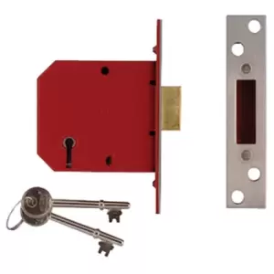 Image of Union 2101 5 Lever Mortice Deadlock Satin Chrome Finish 65mm 2.5" Box