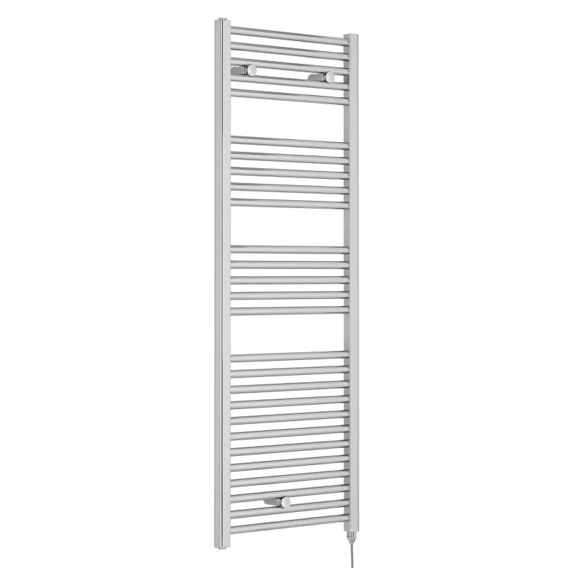 Image of Balterley Electric Vertical Round Towel Rail 500 Watt Chrome 1375x 480mm Silver