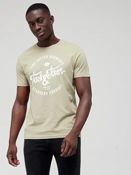 Image of Jack & Jones Large Logo T-Shirt - Brown, Tea Size M Men