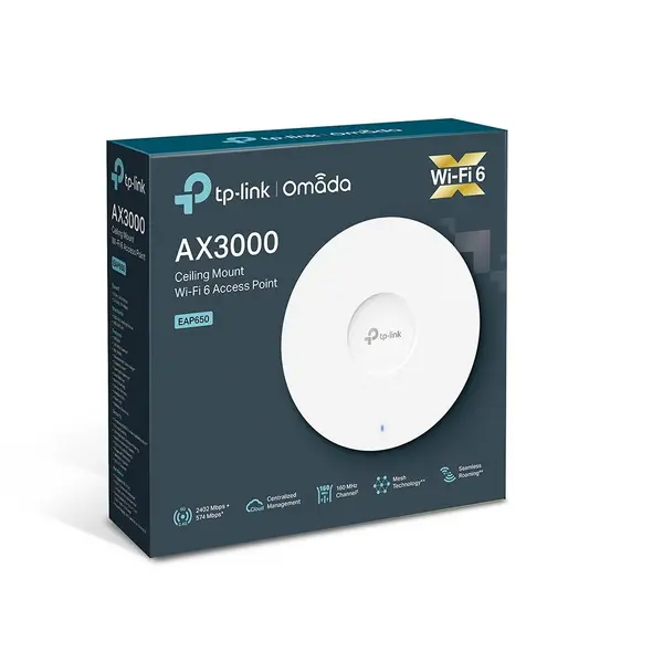 Image of TP-LINK AX3000 EAP650 WiFi6 Ceiling Mount Access Point
