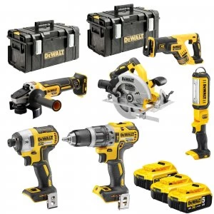 Image of DEWALT DCK623P3 18v XR Cordless Brushless 6 Piece Power Tool Kit 3 x 5ah Li-ion Charger Case