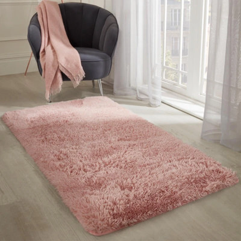 Image of OHS OHS Fluffy Rug Anti Slip Plain Shaggy Floor Mat in Baby Pink Size: 60cm x 150cm Baby Pink 60cm x 150cm Unisex 5027434168392