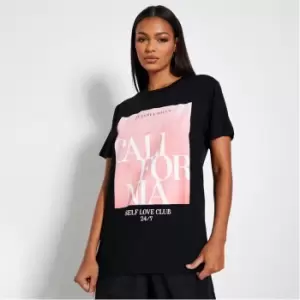 Image of I Saw It First California Graphic Print Oversized T Shirt - Black