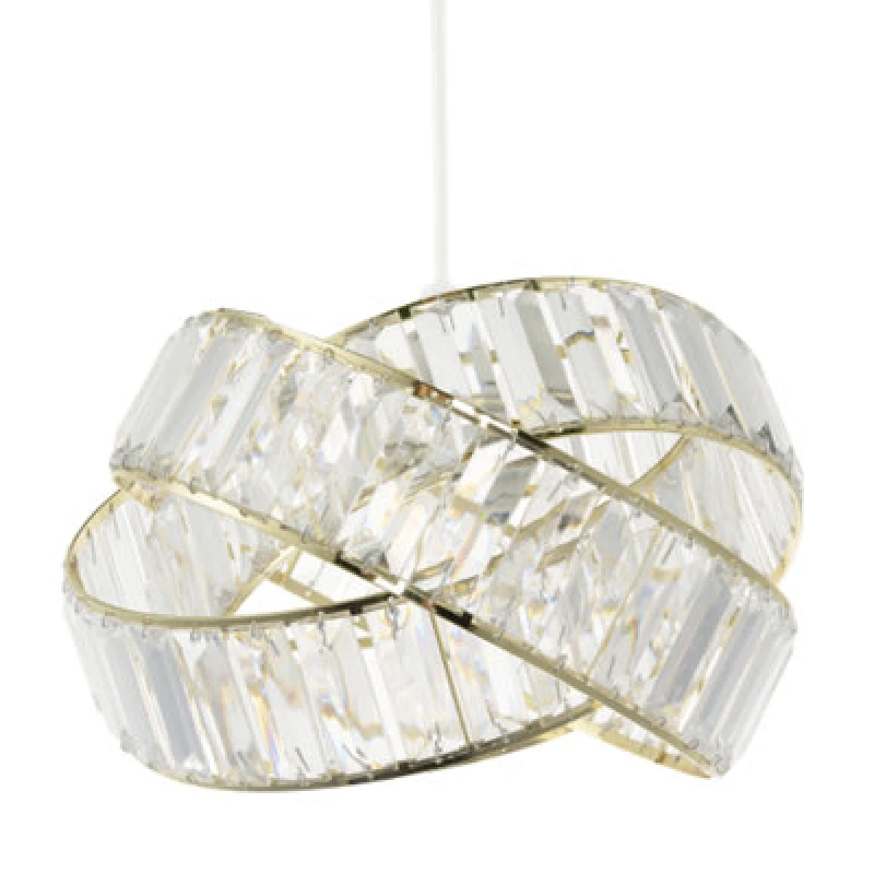 Image of Happy Homewares Modern Three Ring Gold Pendant Shade With Transparent Acrylic Prisms