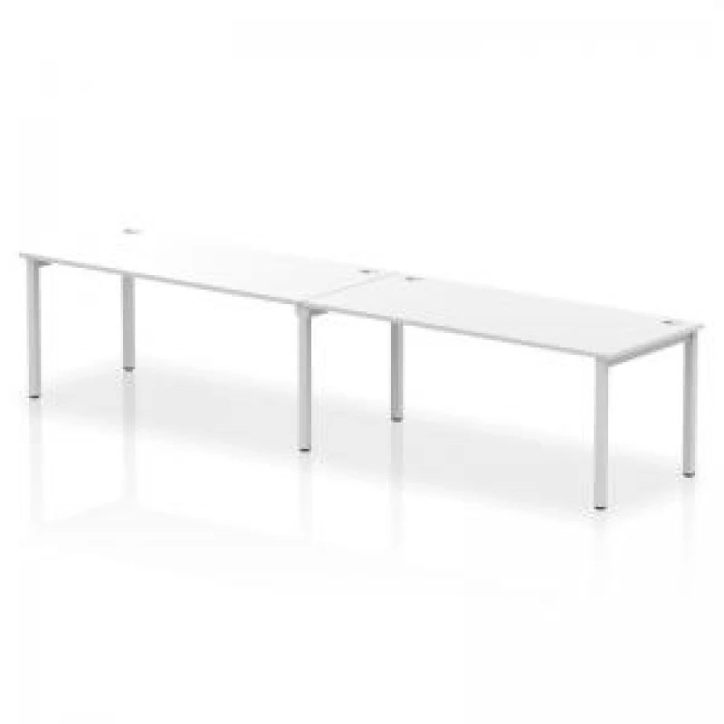 Image of Impulse Impulse Bench Single Row 2 Person 1800 Silver Frame Office Bench Desk White IMBS218WHTS