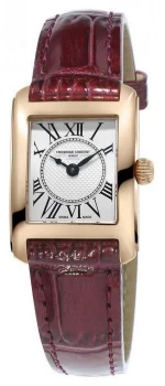 Image of Frederique Constant Womens Carree Brown Leather Strap Silver Watch