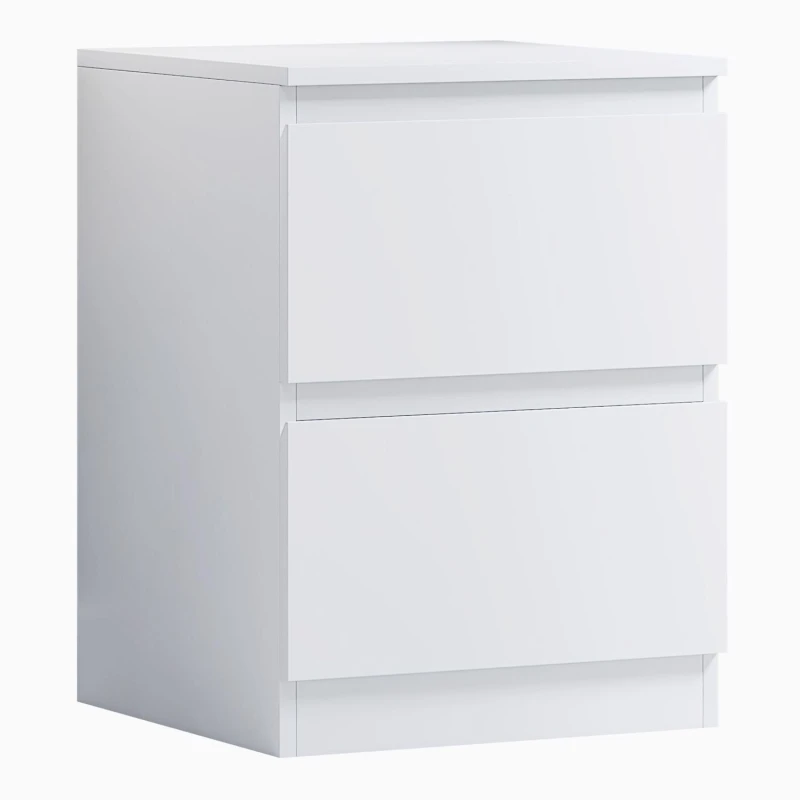 Image of FWStyle FWStyle White 2 Drawer Bedside Table Scratch Resistant White One Size Unisex 5056413130228