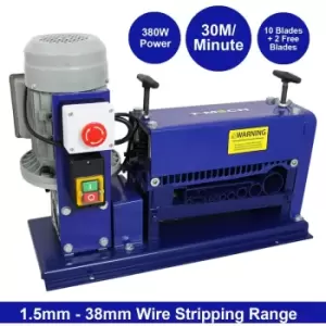 Image of Wire Stripper Electric Automatic Stripping Cable Powered Portable Scrap Copper Recycling Machine 1.5 - 38mm - Blue