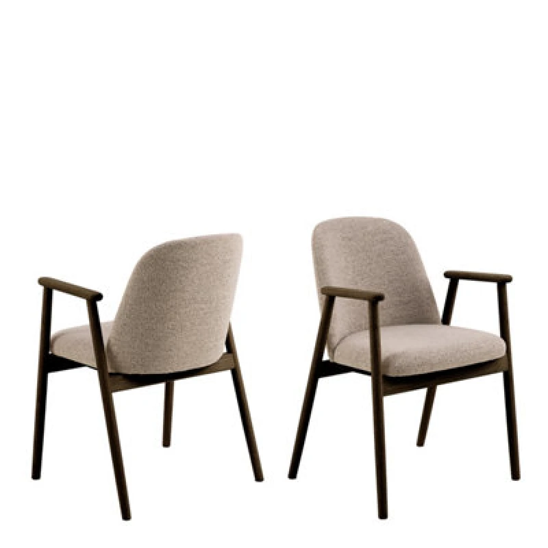 Image of Furniture To Go Leo Dining Chairs With Armrest In Monza Fabric Beige Set Of 2