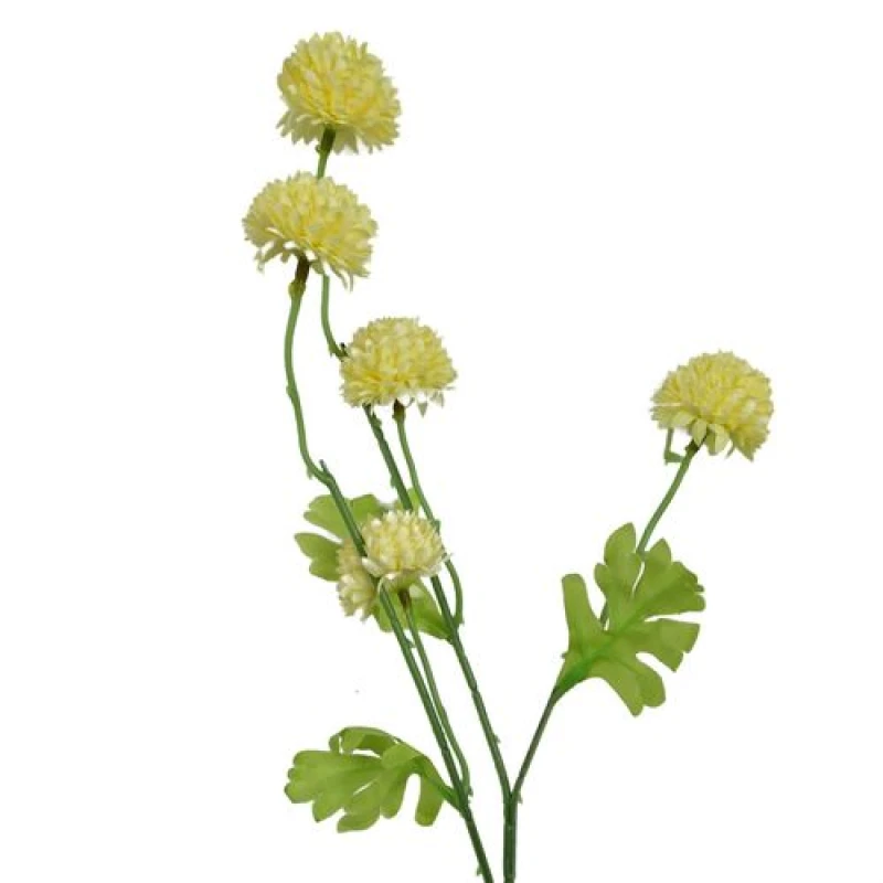 Image of Leaf 50cm Dahlia Pompom Yellow Artificial Stem