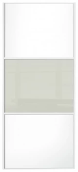 Image of Sliding Wardrobe Door W914mm 3 Panel White Soft White Glass