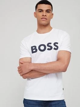 Image of BOSS Thinking 1 Large Logo T-Shirt - White, Size S, Men