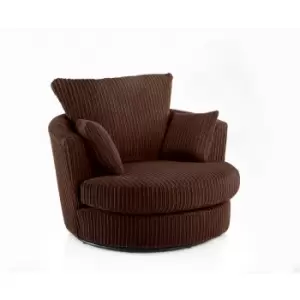 Image of Canolo Luxury Swivel Chair Jumbo Cord Chocolate