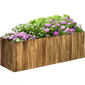 Image of Raised Flower Bed Wooden Rectangualr Planter Container Box Garden Wood - Outsunny