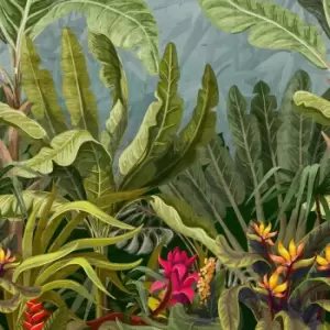 Image of Grandeco Parrot Jungle Green 3 Lane Wall Mural