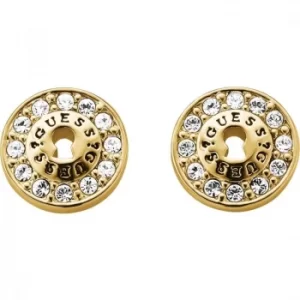 Image of Ladies Guess All Locked Up Gold Earrings