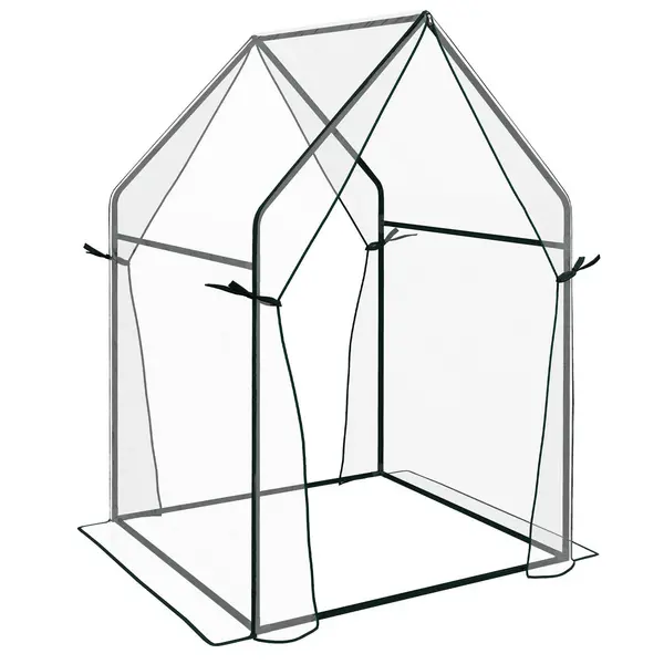 Image of Portable Mini Greenhouse with 2 Zipped Doors, Tomato Growhouse, 90 x 90 x 145cm