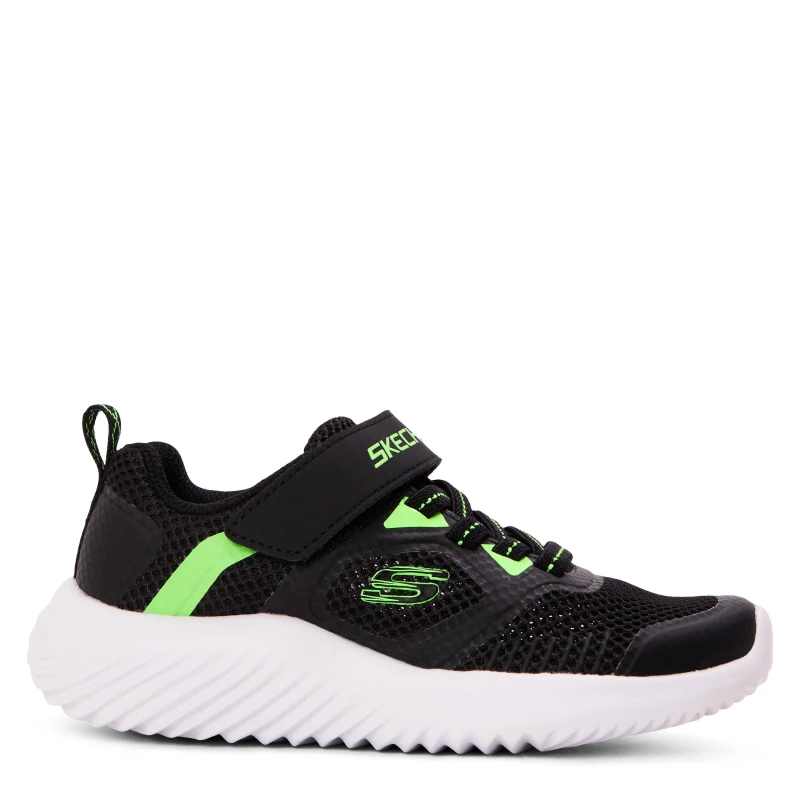 Image of Skechers Unisex Kids Bounder Slip On Trainers Black/Lime unisex C10 (27.5)