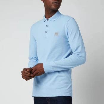 Image of Hugo Boss Passerby Long Sleeve Polo Shirt Pastel Blue Size 2XL Men