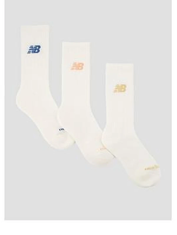 Image of New Balance Everyday Crew Socks 3 Pack Adults - Cream Unisex 7 - 11