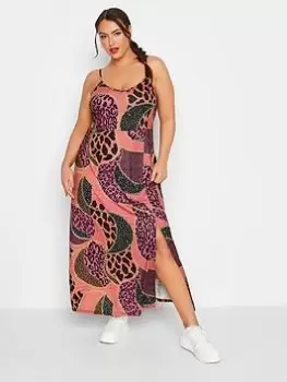 Image of Yours Cami Maxi Dress Chain Leopard - Orange, Purple, Size 26-28, Women