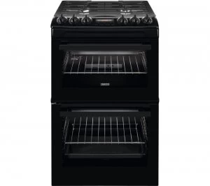 Image of Zanussi ZCG43250BA 4 Burner Gas Hob Double Oven Gas Cooker