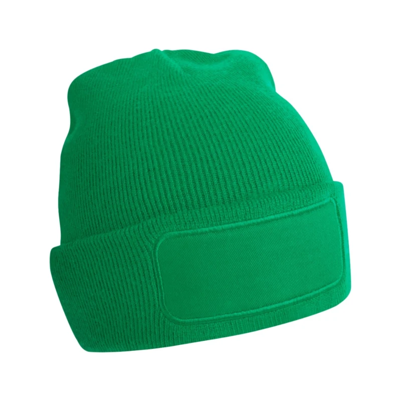 Image of Beechfield Beechfield Men Patch Beanie in Green Green One Size Male 5063574497312