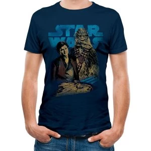 Image of Han Solo Movie - Han And Chewie Mens Small T-Shirt - Blue
