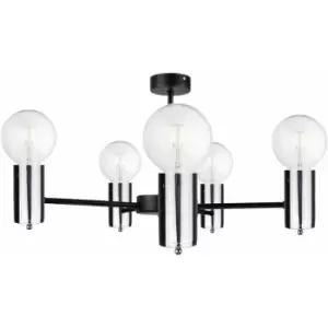 Image of Keter Arde Multi Arm Semi Flush Ceiling Light Black, Silver, 60cm, 5x E27