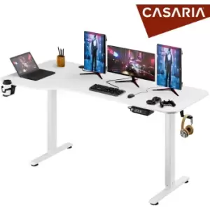 Image of Casaria Height Adjustable Desk With Table Top Electric LCD Display 73-118cm Steel Frame Office Gaming Computer Desk 160cm Weiß (de)
