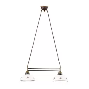 Image of Nonna Cottage Style Straight Pendant Light Matt Antique Brass, 2x E27