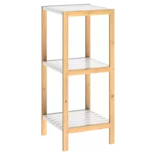 Image of Standing Shelf Bamboo White 80x33x34cm 3 Shelves