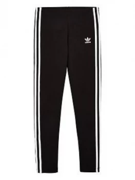 Image of Adidas Originals Youth 3 Stripe Leggings - Black/White