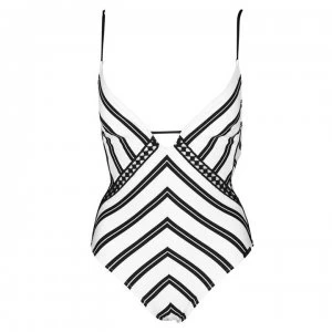 Image of Watercult Seaside Plunge Swimsuit - 569 WHITE-BLACK