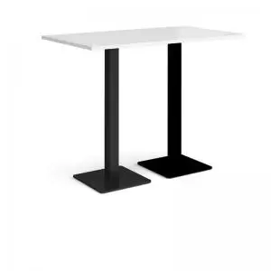 Image of Brescia rectangular poseur table with flat square Black bases 1400mm x
